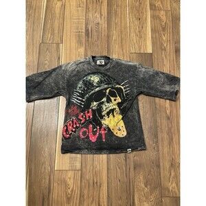 Frost Originals T-Shirt Sz S Grey Crash Out Skull Graphic Grunge Y2K Streetwear
